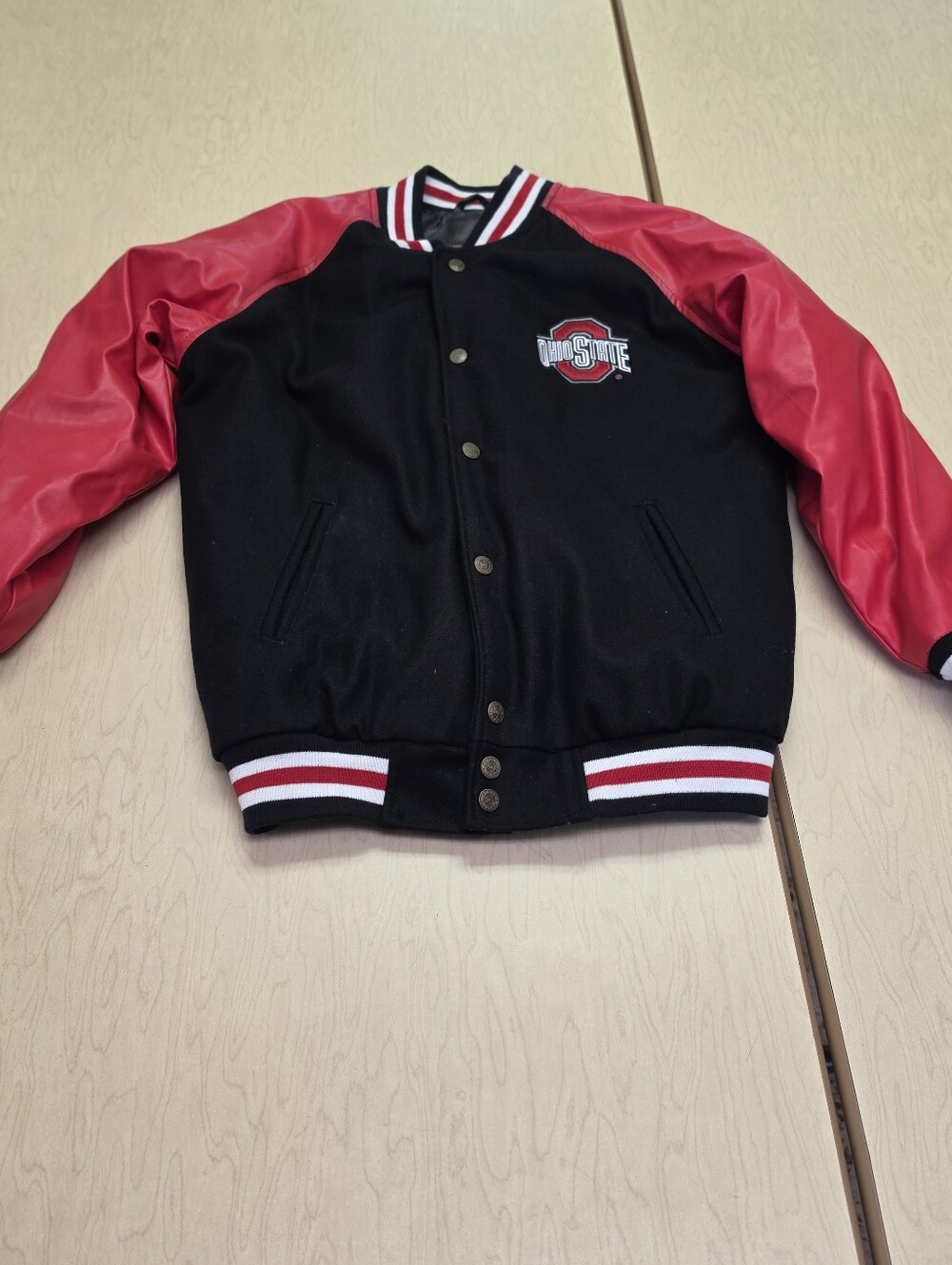 VTG Y2K Steve & Barry's Ohio State Varsity Bomber Jacket Faux Leather XXL NWT